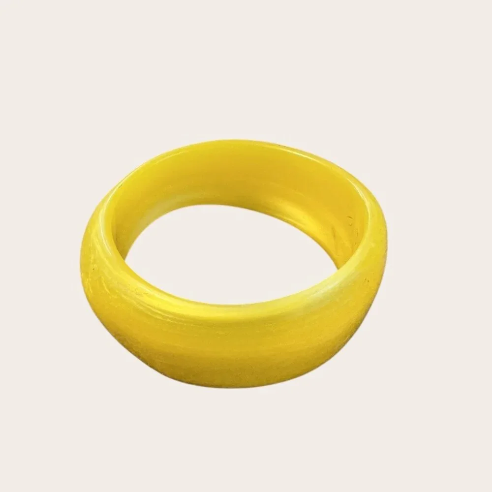 Vintage Yellow Lucite Chunky Bangle Bracelet 2.75